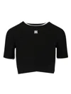 Amiri Ribbed Texture Crop Top With Contrast Trim In Black