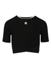 Amiri Ribbed Texture Crop Top With Contrast Trim