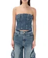 Amiri Denim Bustier Top In Blue