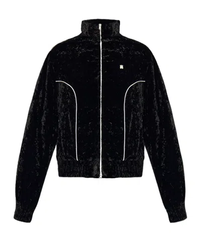 Amiri Crushed-velvet Track Jacket In Black