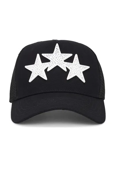 Amiri 3 Star Trucker Hat In Black/white