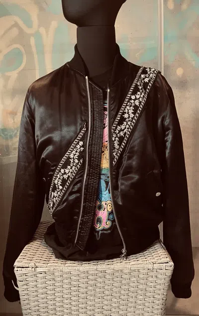 Pre-owned Amiri Crystal Bomber Jacket - L - Black - Flight Jacket