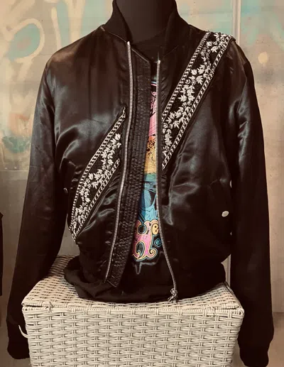 Pre-owned Amiri Crystal Bomber Jacket - Large In Black
