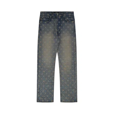 Pre-owned Amiri Crystal Burst Ma Paisley Straight Jean 'antique Indigo' | Blue | Men's Size 33