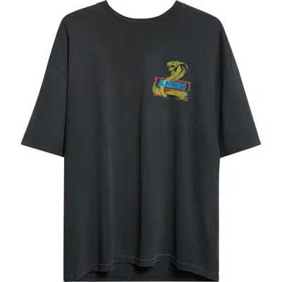 Amiri Crystal Cobra Oversize Graphic T-shirt In Black