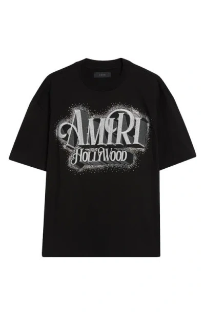 Amiri Logo Crystal-embellished Cotton T-shirt In Black