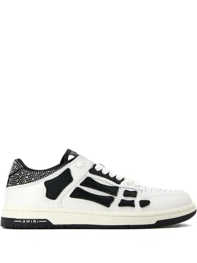 AMIRI CRYSTAL-EMBELLISHED BONE SNEAKERS
