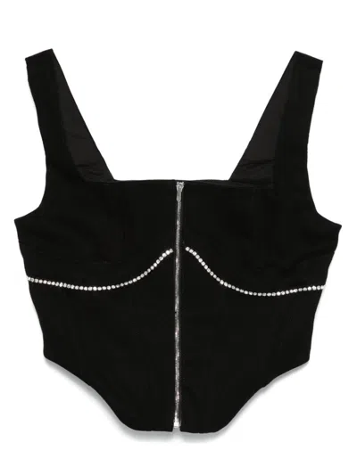 Amiri Crystal-embellished Corset Top In Black