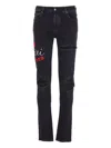 Amiri Casual Trousers With Five Pockets And Embroidery In Blue