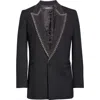 Amiri Crystal Embellished Lapel Single Breasted Blazer In Black