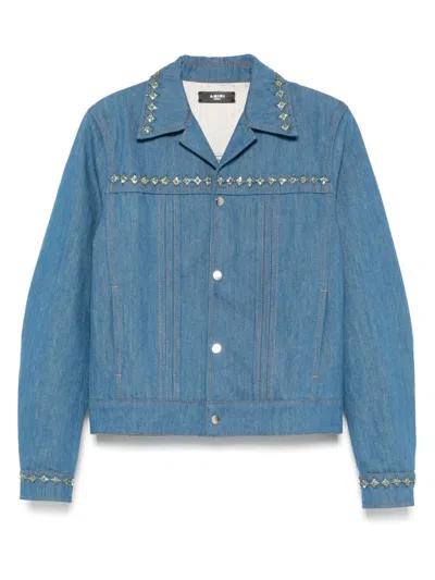 AMIRI CRYSTAL-EMBELLISHED PLEATED JACKET