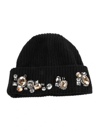 Pre-owned Amiri Crystal Embellished Wool Beanie W/tags In Black