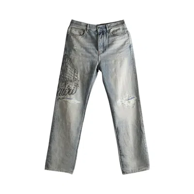 Pre-owned Amiri Crystal Hotel Jean 'antique Indigo' | Blue | Men's Size 34