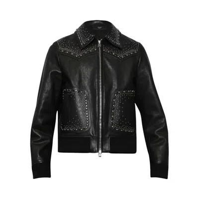 Pre-owned Amiri Crystal Leather Western Jacket 'black' | Men's Size 52