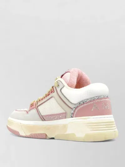 Amiri Crystal Low Top Sneakers Leather Panels In Pink