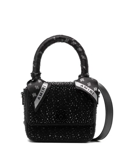 Amiri Crystal Micro Ma Crossbody Bag In Black