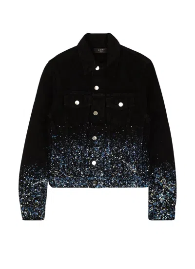 Amiri Crystal Painter Trucker Jacket In Black