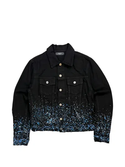 Amiri Crystal Painter Trucker Jacket In Black Od