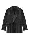 Amiri Crystal-stripe Double-breasted Blazer In Black
