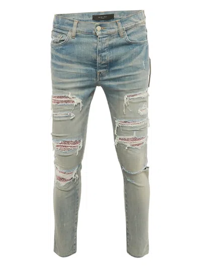 Pre-owned Amiri Crystal Thrasher Ddistressed Jeans In Blue