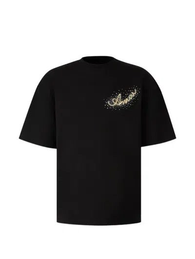 Amiri Crystal-embellished Embroidered T-shirt In Black