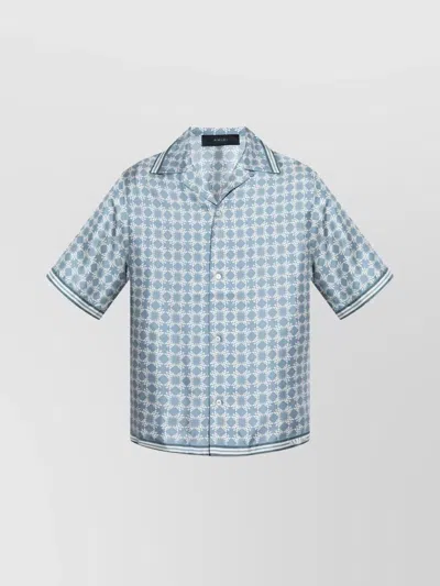 Amiri Cuban Collar Shirt Monogram Pattern In Blue