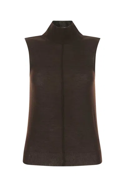 AMIRI DARK BROWN HIGH-NECK TOP
