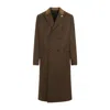 Amiri Wool Blend Double-breasted Coat With Suede Collar For Men