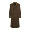 Amiri Wool Blend Double-breasted Coat With Suede Collar For Men In Brown