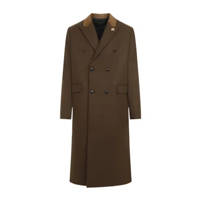 AMIRI AMIRI DARK BROWN WOOL DB OVERCOAT