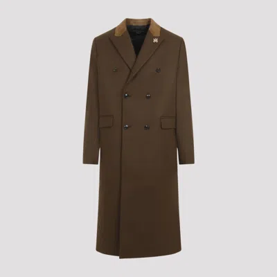 AMIRI DARK BROWN WOOL DB OVERCOAT