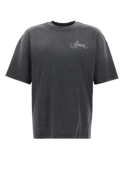 Amiri Dark Grey Stretch Cotton T-shirt In Black