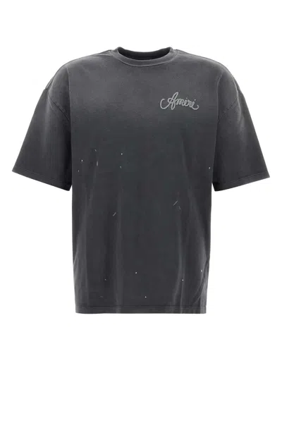 Amiri Dark Grey Stretch Cotton T-shirt In Black