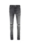 Amiri Stretch Denim Jeans Distressed Detailing In Black