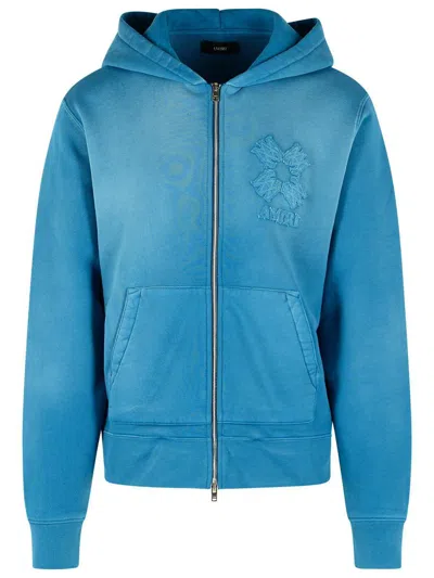 Amiri Dark Indigo Cotton Hoodie Men In Blue