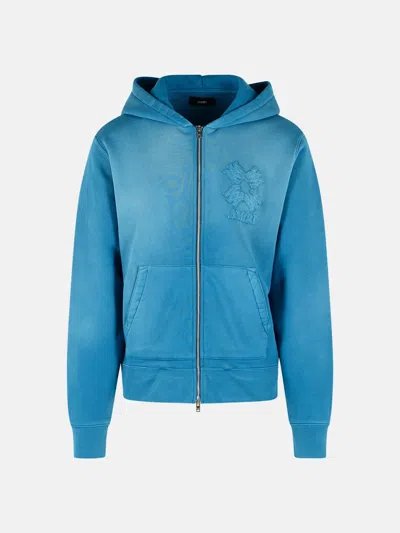 Amiri Dark Indigo Cotton Hoodie In Blue