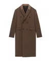Amiri Wool Blend Double-breasted Coat With Suede Collar For Men In Brown