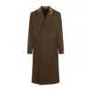 Amiri Wool Blend Double-breasted Coat With Suede Collar For Men