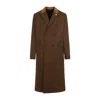 Amiri Wool Blend Double-breasted Coat With Suede Collar For Men In Brown