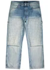 Amiri Debossed Carpenter Panelled Straight-leg Jeans In Indigo
