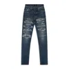 Amiri Deep Classic Plaid Thrasher Jeans In Blue