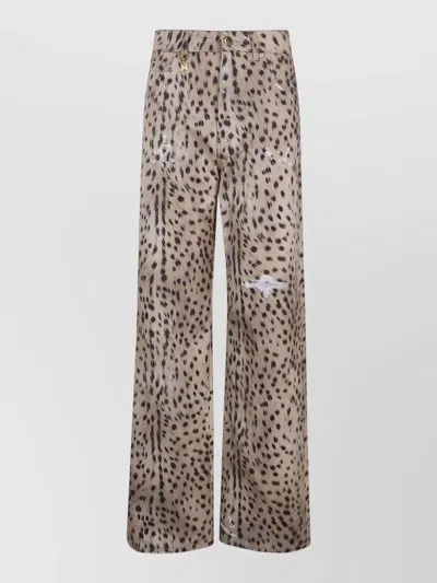 Amiri Deer Print Carpenter Wide Leg Jeans In Gray