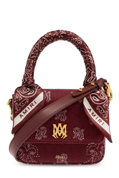Amiri Burgundy Denim Bandana Micro Ma Bag In Red