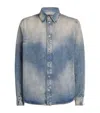 Amiri Men Light Blue Shirt With Used Effect In Denim Man In Blue