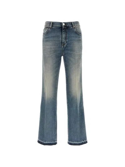 Amiri Denim Washed Blue Cotton Denim Jeans In Purple