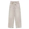 Amiri Wide-leg Distressed Denim Trousers With Carpenter Style In Neutral