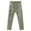 Amiri Khaki Army Logo Painted Slim Workman Jeans