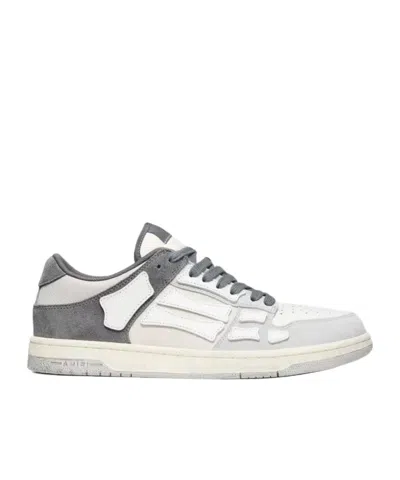 Amiri Denim Skeleton Low Top Sneakers In Wet Shimmer In White