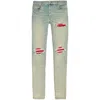 Amiri Mx1 Slim Fit Jeans With Distressed Red Accents