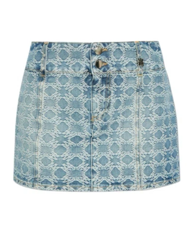 Amiri Ma Quad Denim Jacquard Mini Skirt In Multi